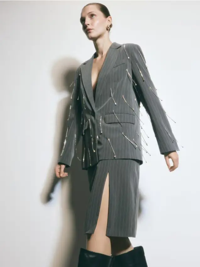 Gonna con spacco - grigio chiaro