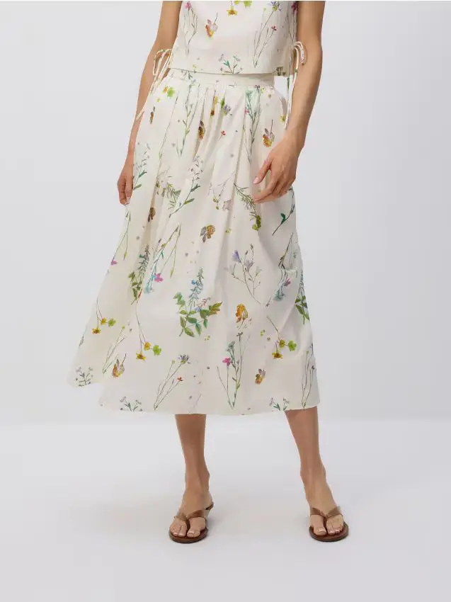 Gonna di cotone floreale - multicolore