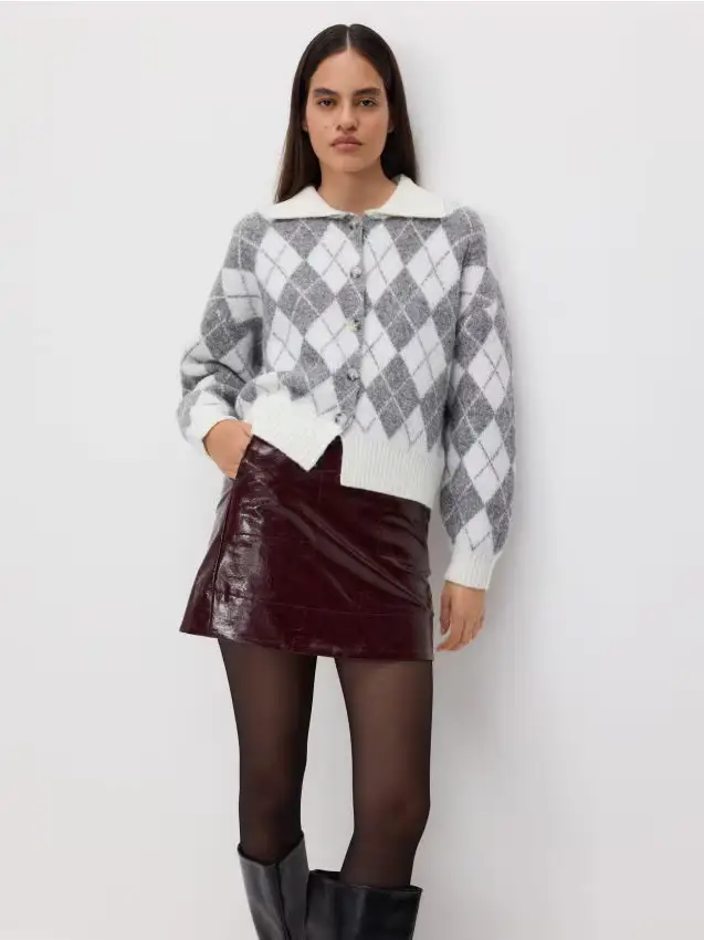 Gonna in ecopelle - maroon