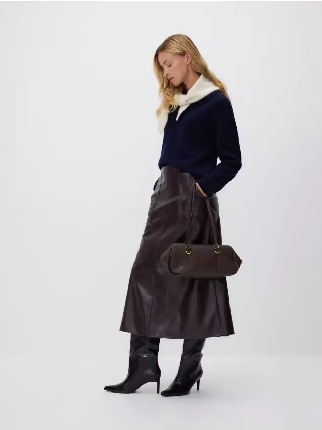 Gonna in ecopelle - maroon