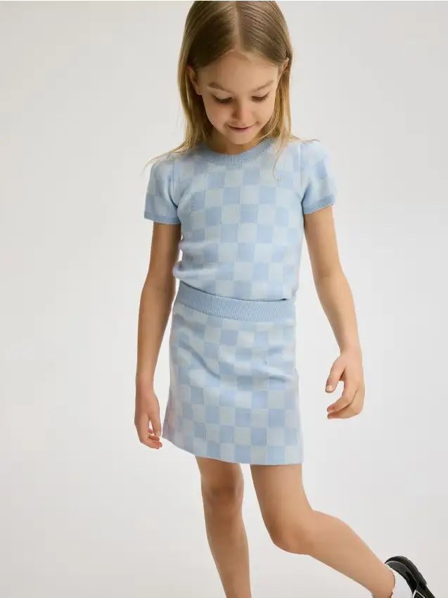 Gonna in jersey misto viscosa - blu pallido