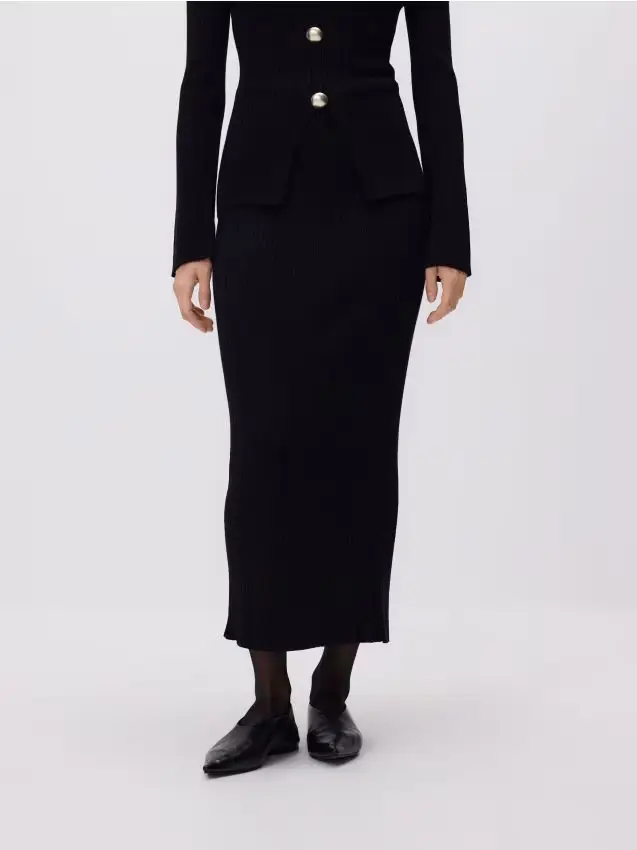 Gonna in jersey misto viscosa - nero