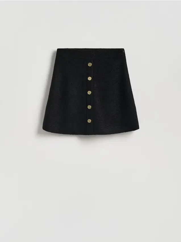 Gonna in jersey strutturato - nero