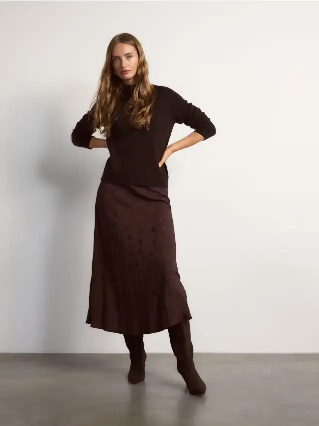 Gonna in misto viscosa - mogano