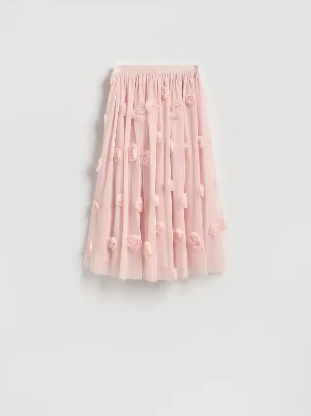 Gonna in tulle con applicazioni - rosa