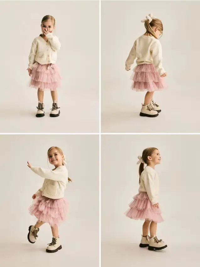 Gonna in tulle con fiocco - rosa cipria