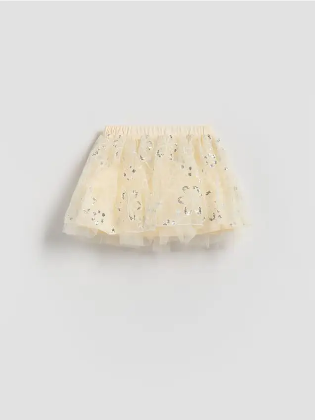 Gonna in tulle con lustrini - nude