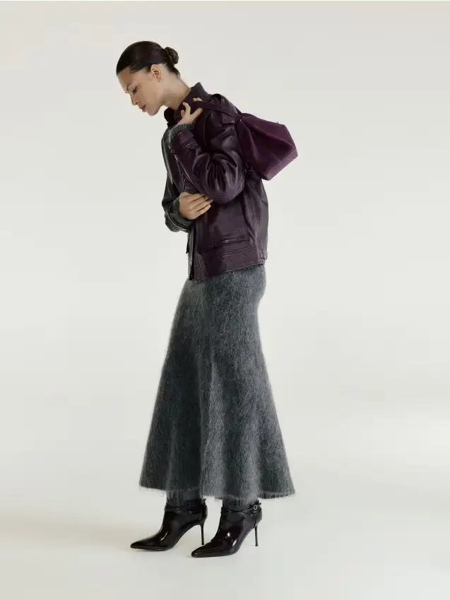 Gonna maxi in lana - grigio scuro