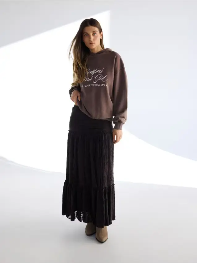 Gonna maxi in pizzo - marrone scuro