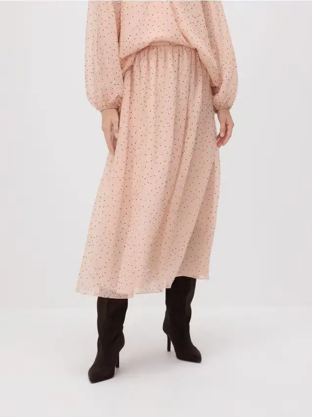 Gonna midi a pois - rosa pastello