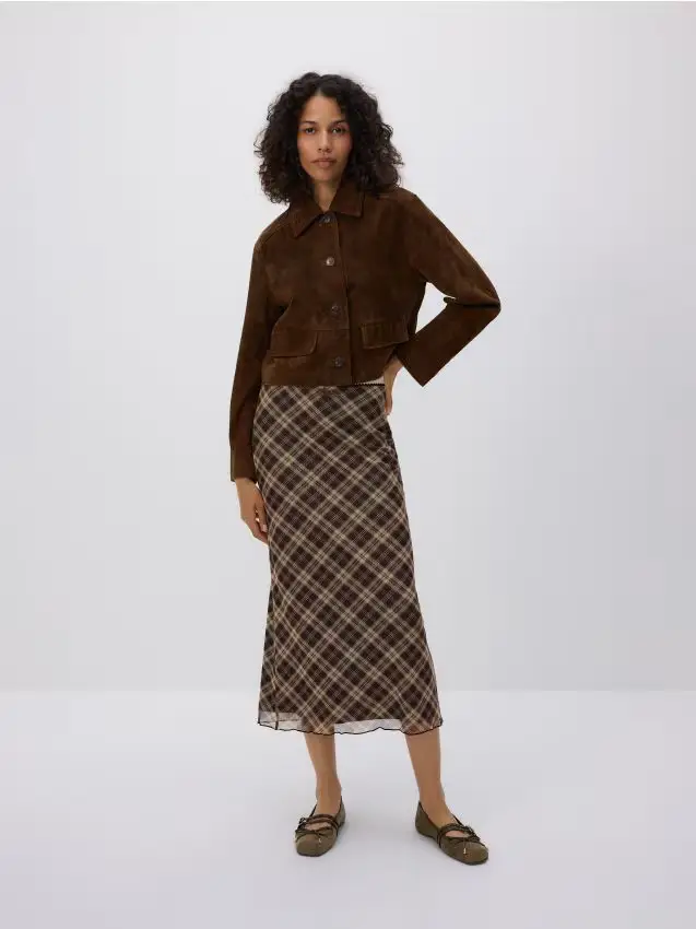 Gonna midi a quadri - multicolore