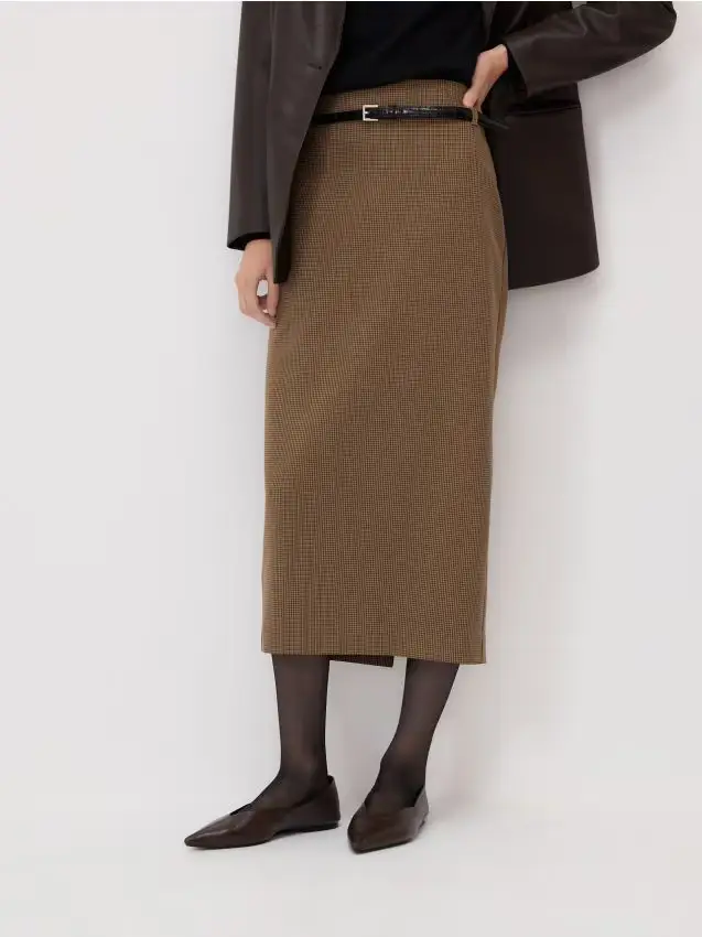 Gonna midi con cintura - multicolore