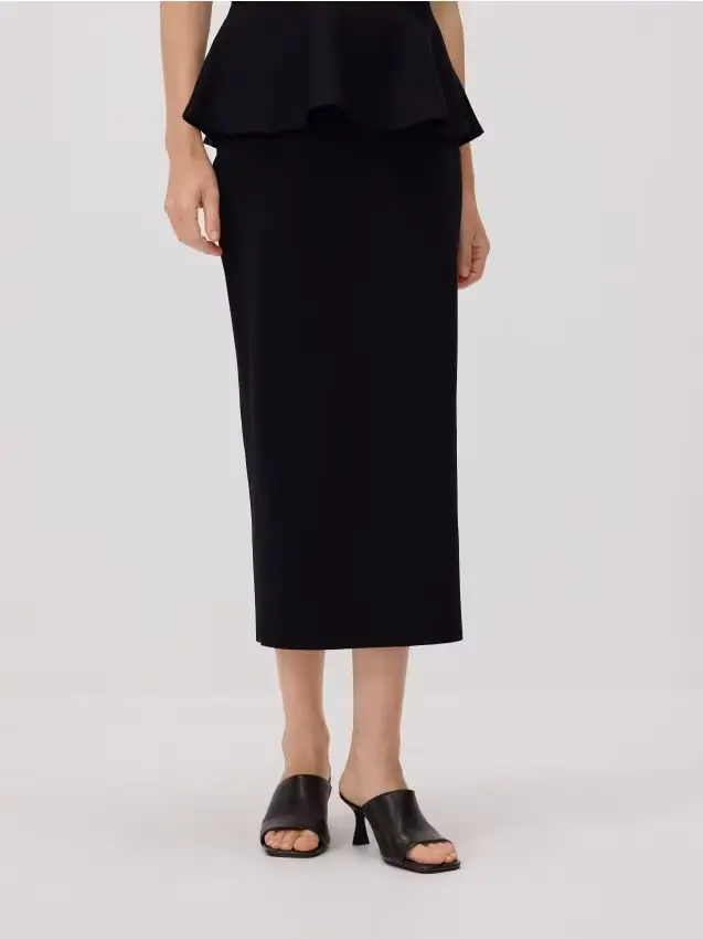 Gonna midi con spacco - nero