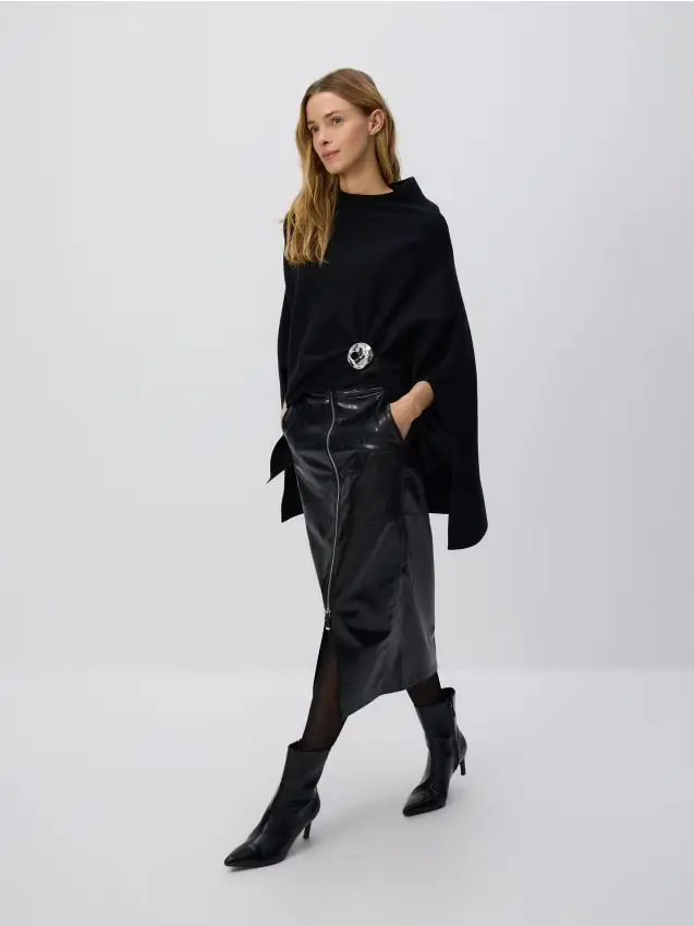 Gonna midi con zip - nero