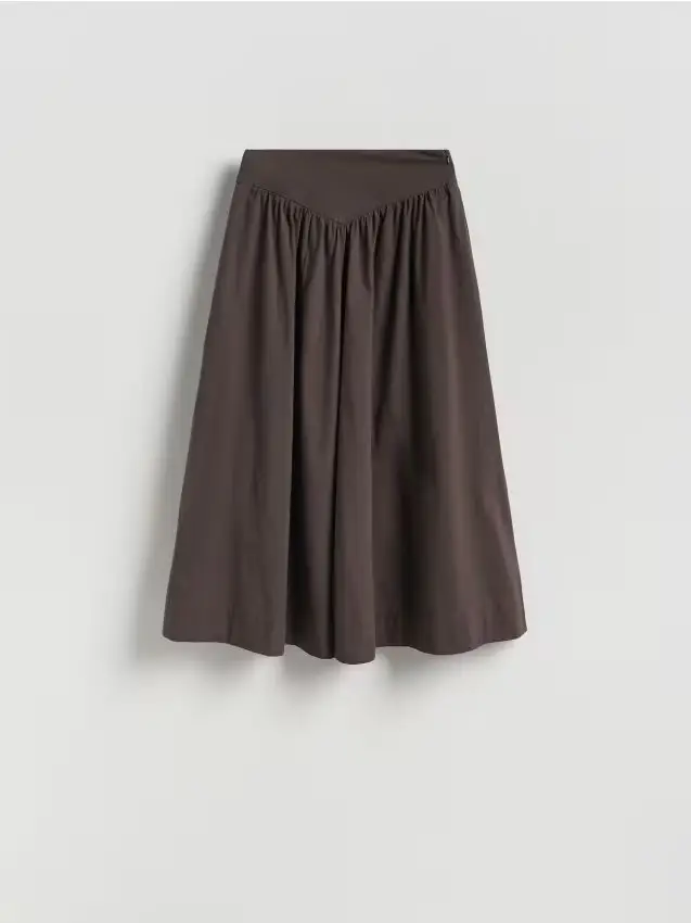 Gonna midi in cotone - marrone