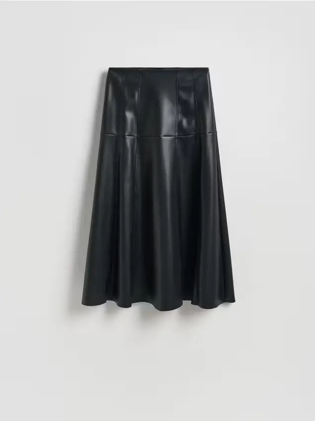 Gonna midi in eco pelle - nero