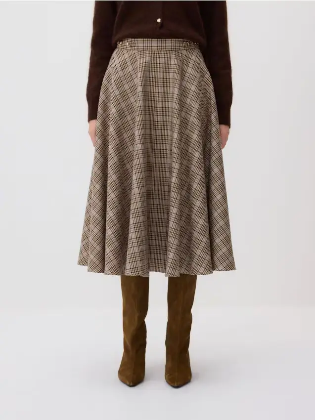 Gonna midi in lana - multicolore