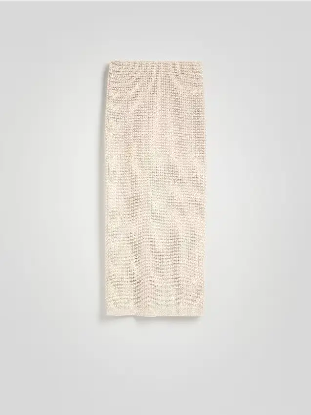 Gonna midi in maglia - beige