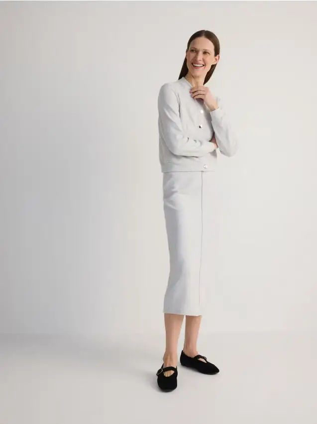 Gonna midi in maglia - grigio chiaro