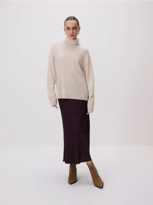 Gonna midi in raso - maroon