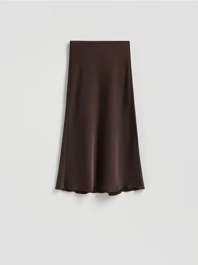 Gonna midi in raso - marrone scuro