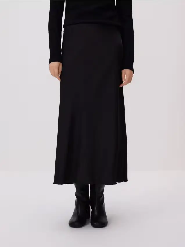Gonna midi in raso - nero