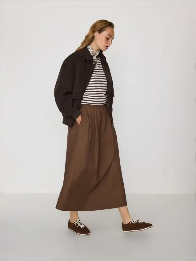 Gonna midi - marrone