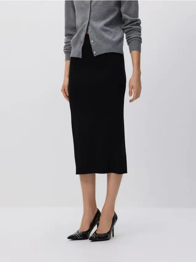 Gonna midi misto viscosa - nero