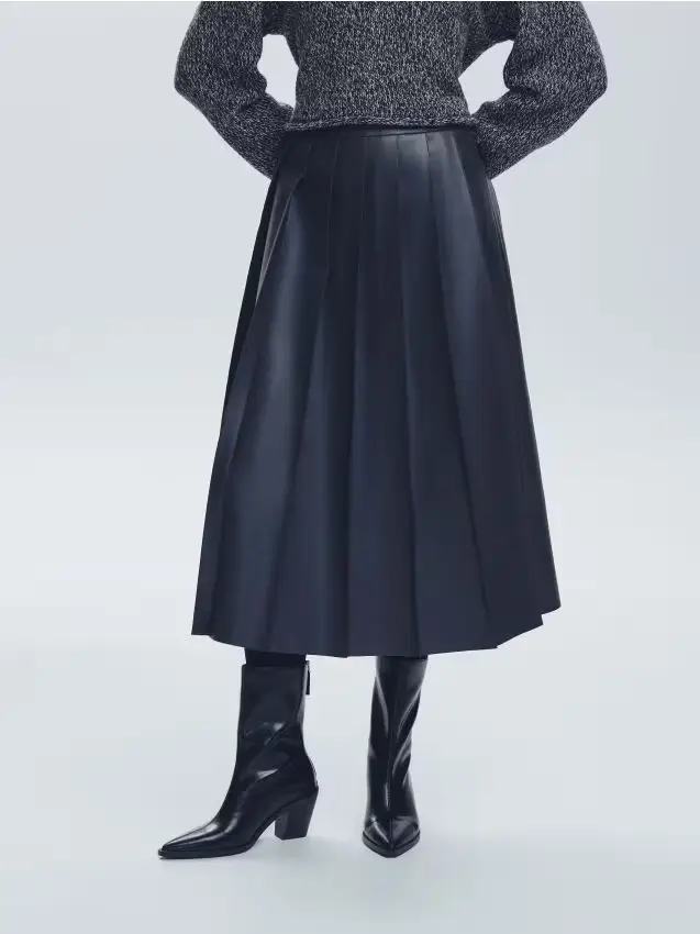 Gonna midi plissettata - antracite