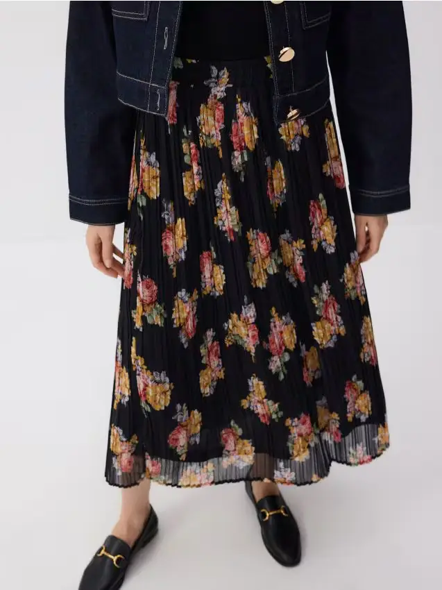 Gonna midi plissettata - multicolore