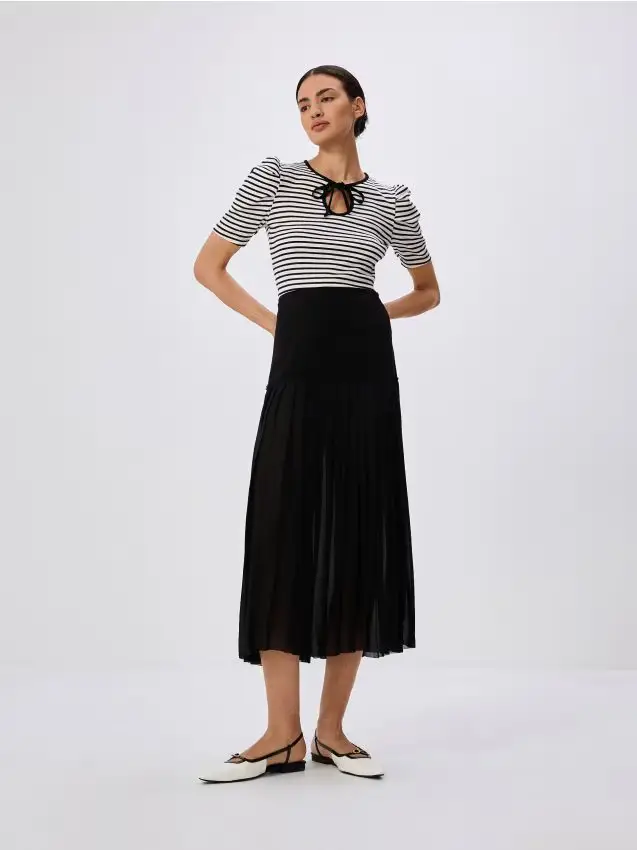 Gonna midi plissettata - nero