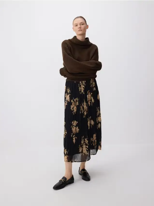 Gonna midi plissettata - nero