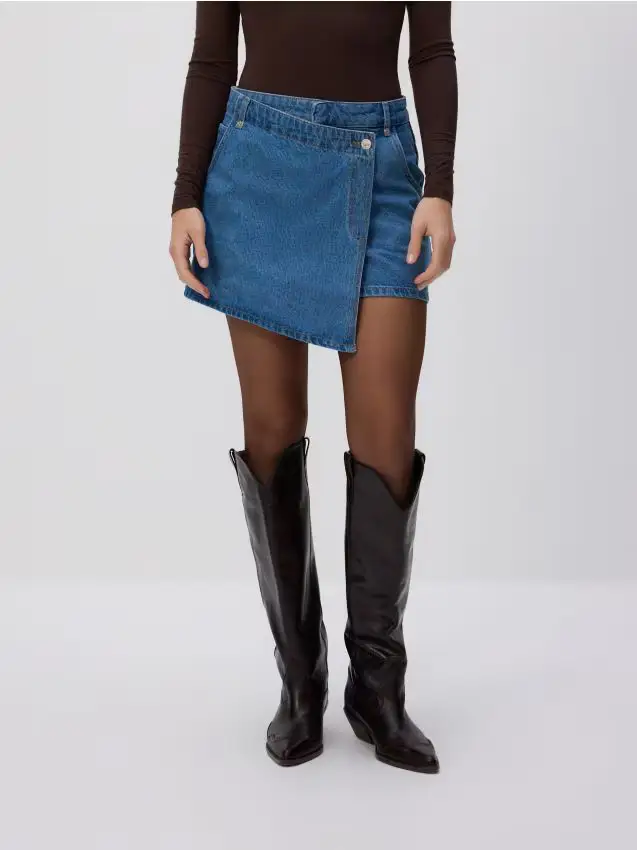 Gonna-pantaloncini in jeans - blu