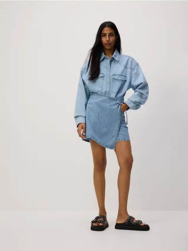 Gonna-pantaloncini in jeans - blu