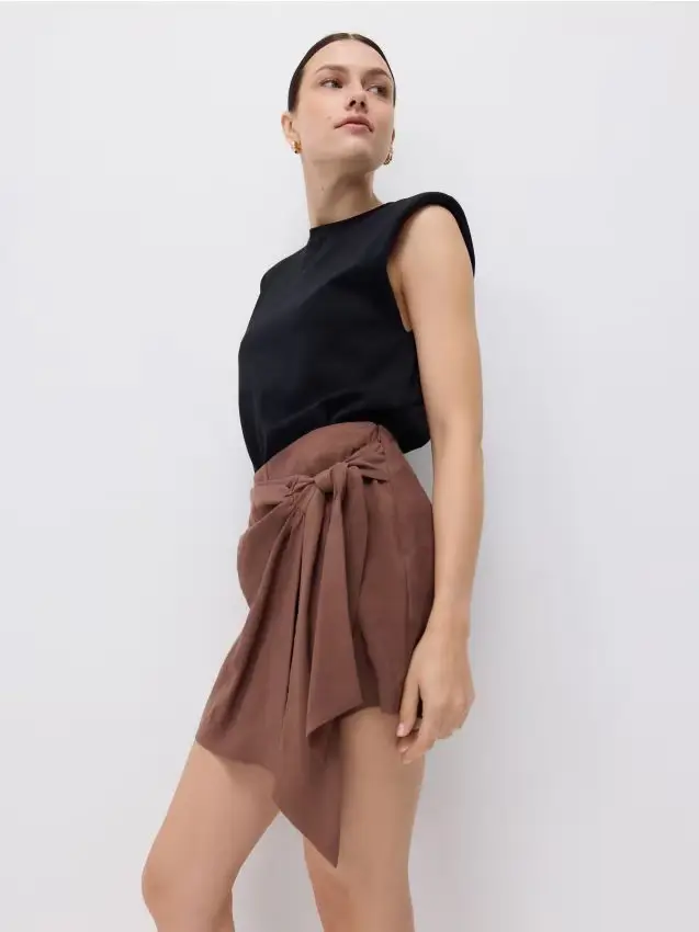 Gonna-pantaloncino in lyocell - marrone