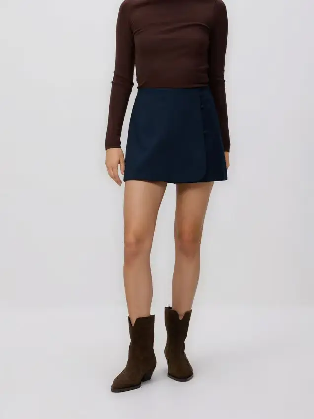 Gonna pantalone con aggiunta di viscosa - blu scuro