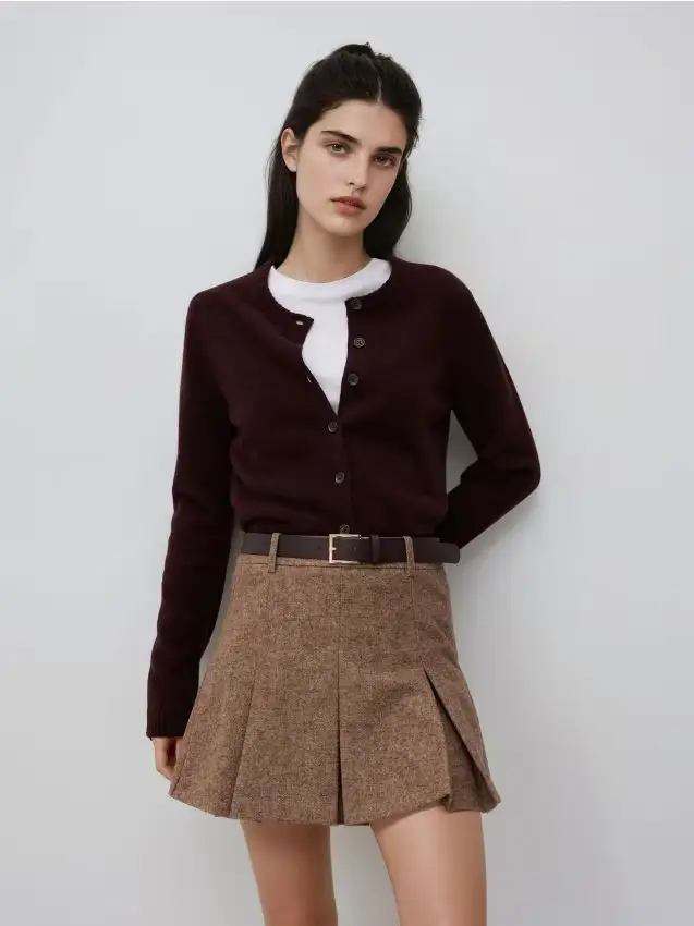 Gonna pantalone con cintura - beige