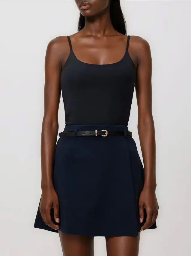 Gonna pantalone con cintura - blu scuro