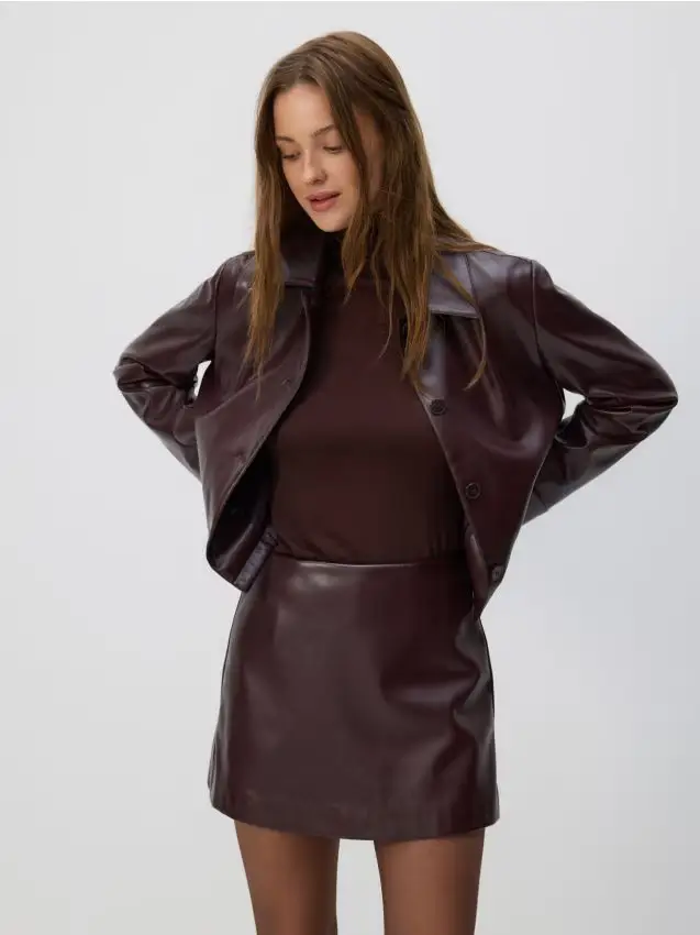 Gonna pantalone in ecopelle - bordeaux