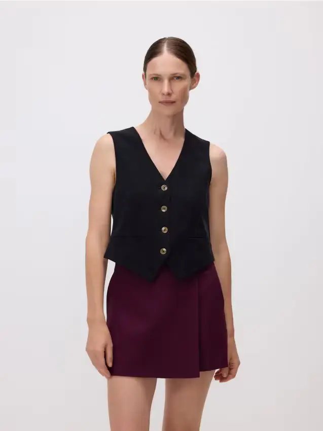 Gonna pantalone in misto viscosa - mogano