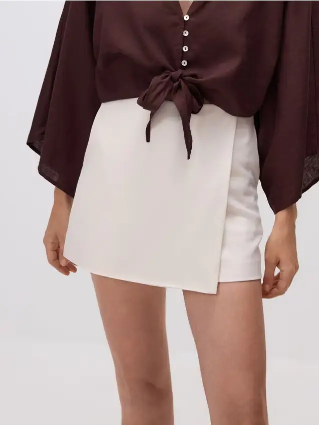 Gonna pantalone in misto viscosa - panna