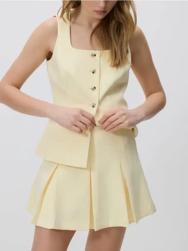 Gonna-pantalone liscia - giallo chiaro