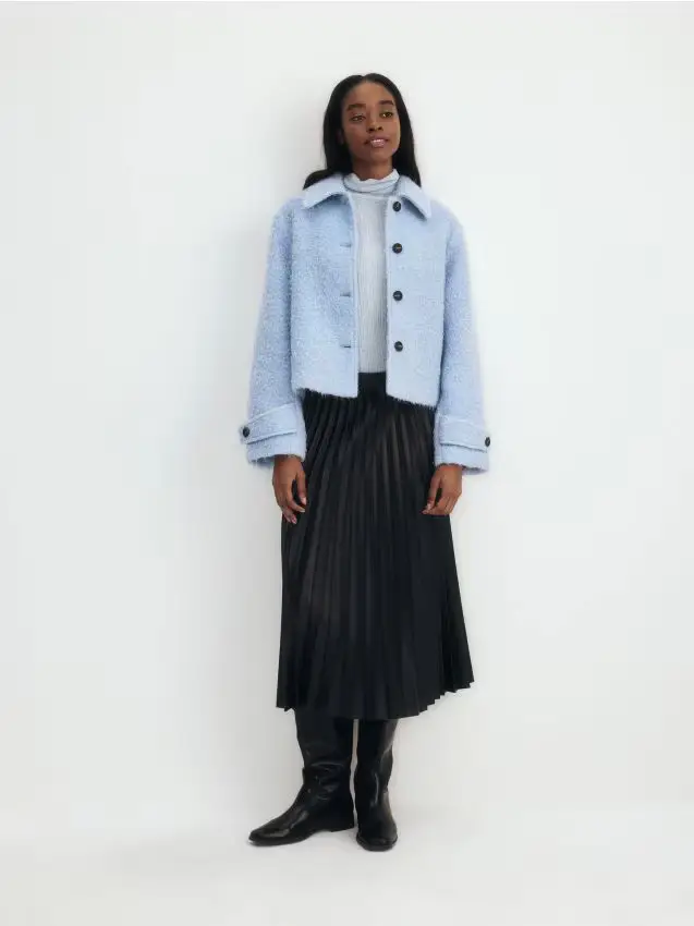 Gonna plissettata in eco pelle - nero