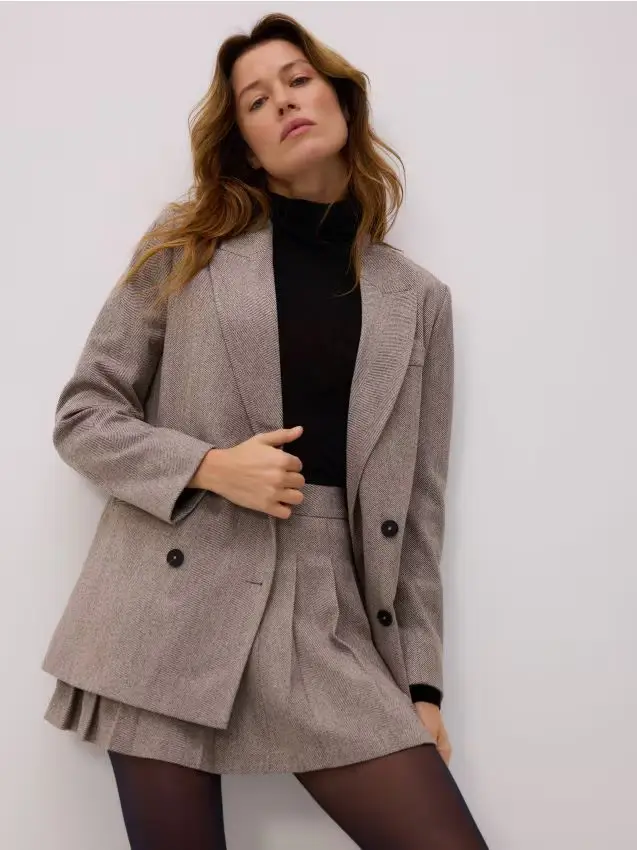 Gonna plissettata mini - caffè