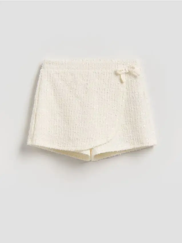 Gonna-short con piega - panna