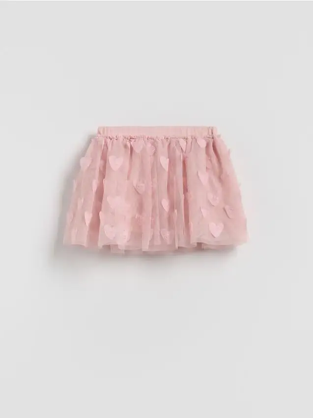 Gonna tulle con applicazioni - rosa cipria