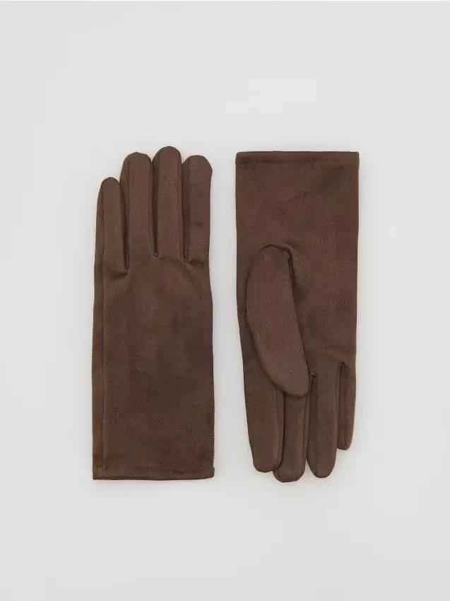 Guanti in camoscio sintetico - marrone scuro