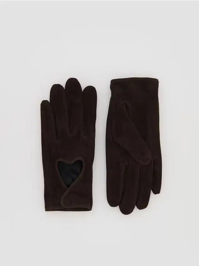 Guanti in pelle scamosciata - marrone