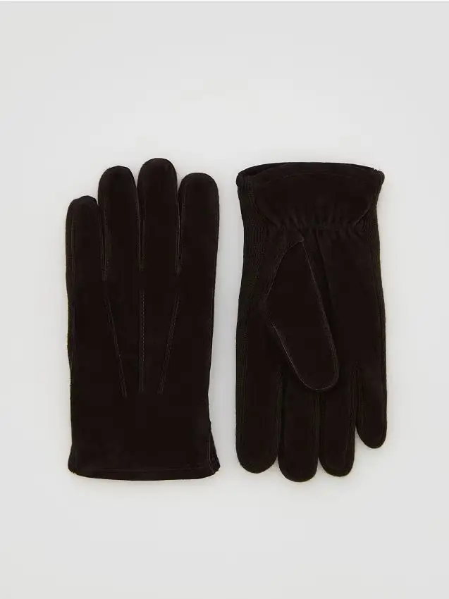 Guanti in pelle scamosciata - marrone scuro