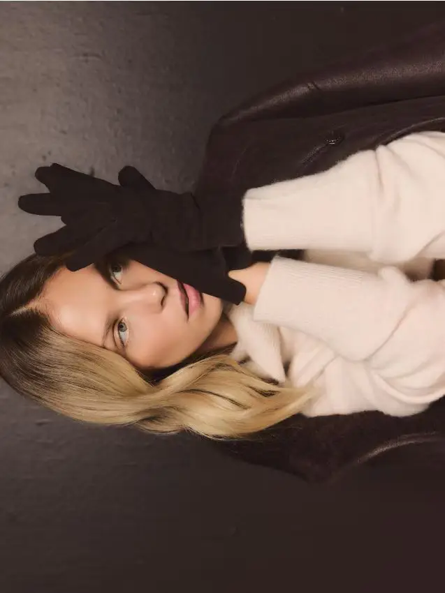 Guanti in pelle scamosciata - marrone scuro